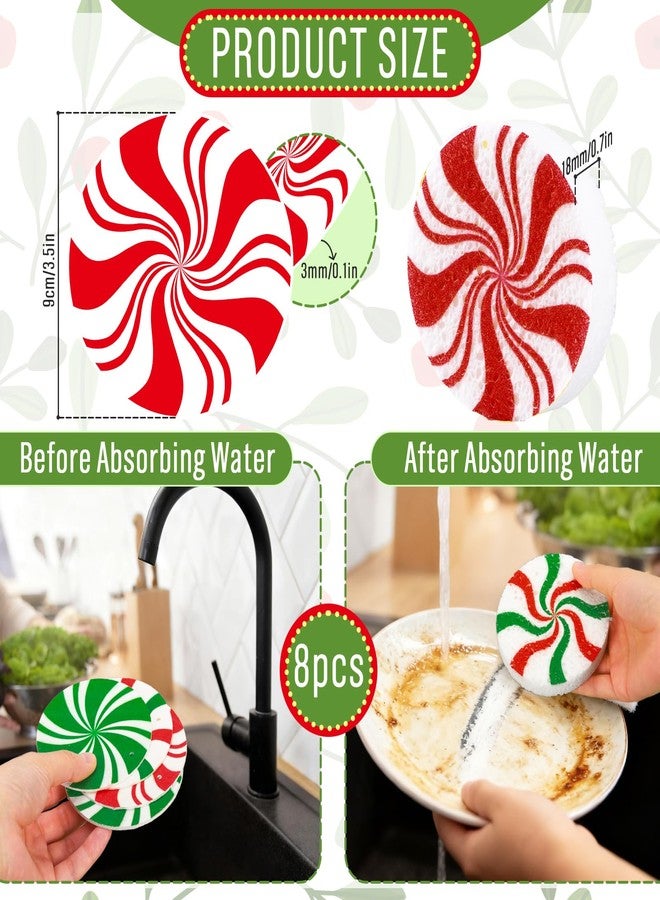 وولاين مجموعة إسفنجات مطبخ من والين، 8 قطع، بتصميم حلوى عيد الميلاد، باللونين الأحمر والأخضر، تمتص الماء، مثالية لغسل الأطباق والأواني والمقالي، دون خدش، مناسبة للاستخدام المنزلي في العطلات، في المطبخ والحمام. - Image 2